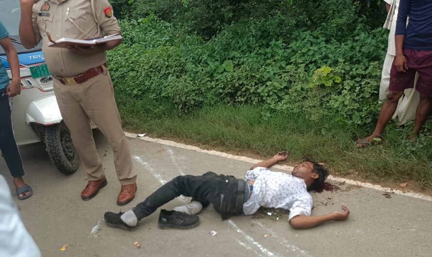 तेज रफ्तार ऑटो के पलटने पर ऑटो चालक की मौके पर हुई दर्दनाक मौत